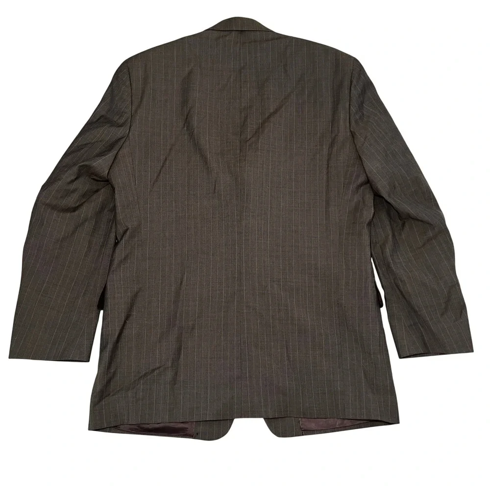 ADOLFO Made in Italy Mens 40R Pinstripe‎ Wool Super 120s Blazer Brown